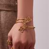 Elegant Double Flower Open Bracelet, 18k Gold-Plated Stainless Steel