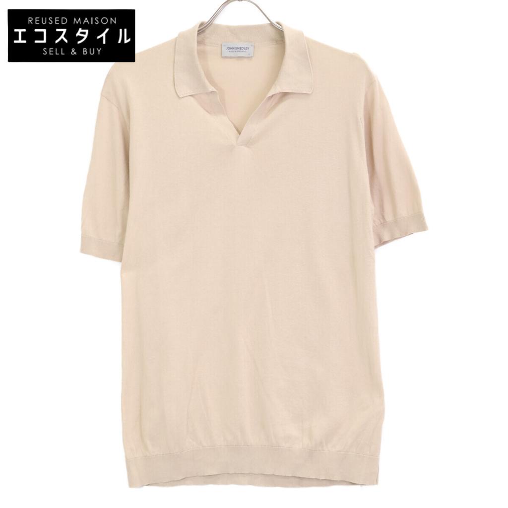 JOHN SMEDLEY SYRES Cotton High Gauge Knit Skipper Shirt tops L beigeUsed