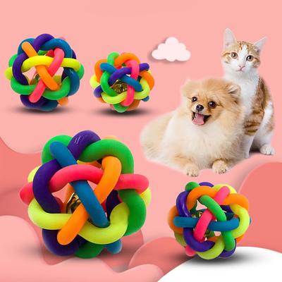 1PCs PVC Material Colorful Bell Toy Ball Pet Cat Dog Interactive Toy