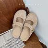 Cowhide Inner Height Increase 5cm Bag Head Slippers Women's Small Golden Bean Big Round Head Single Shoes Half Slippers