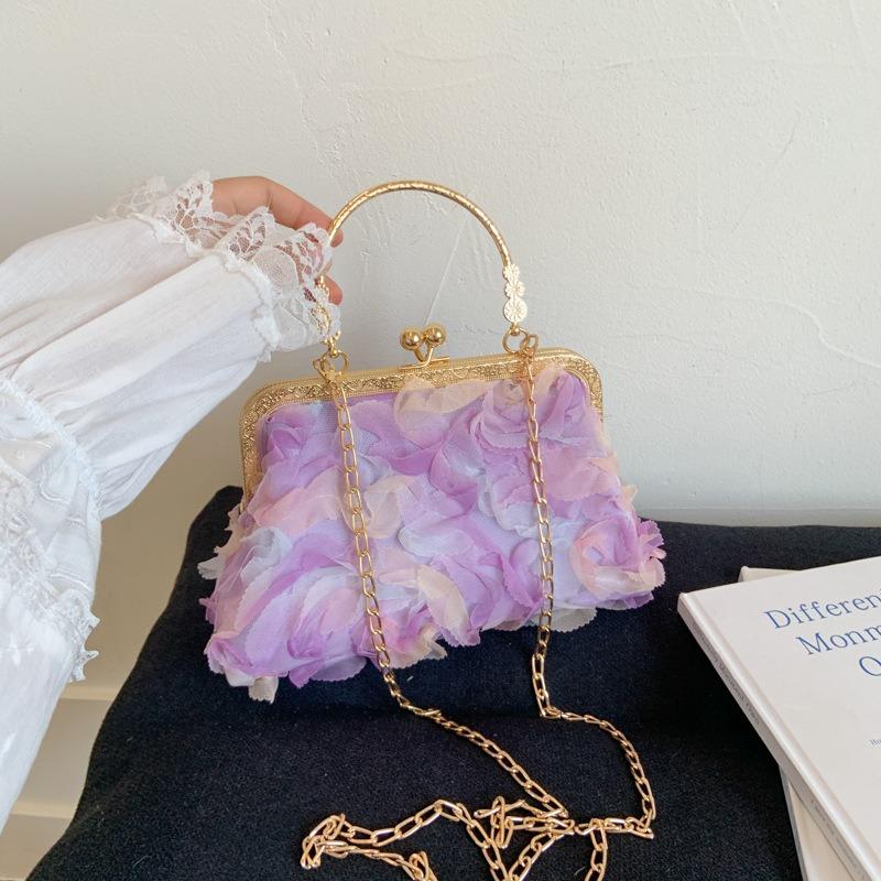 New Summer Sweet Rose Dinner Chain Bag Banquet Handbag Cheongsam Evening Literary Oblique Span Bag