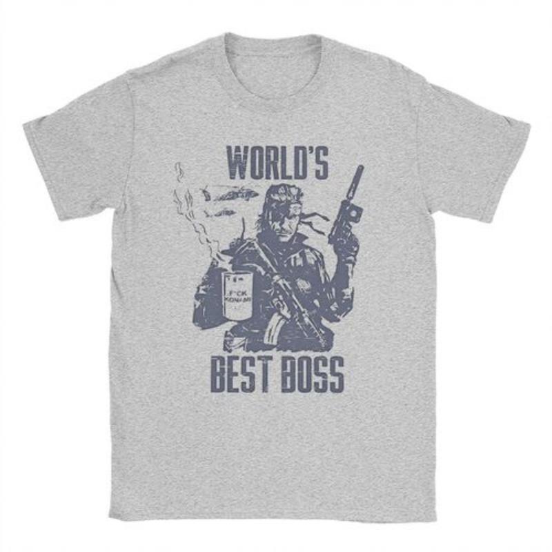 Herren Damen MGS1 Solid Snake Spiel T-Shirt Metal Gear Baumwolle Oberteile Lustige Kurzarm Rundhals T-Shirts Klassische T-Shirts