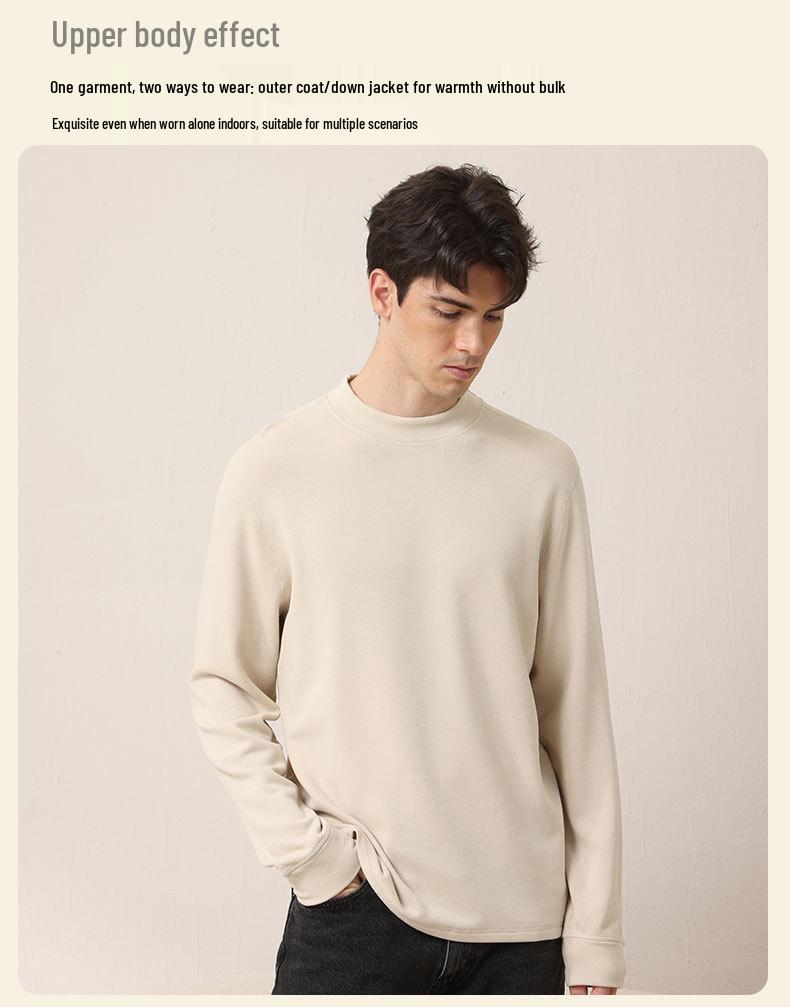 Men's Plus Size Wool Blend Warm Base Layer Top for Autumn and Winter