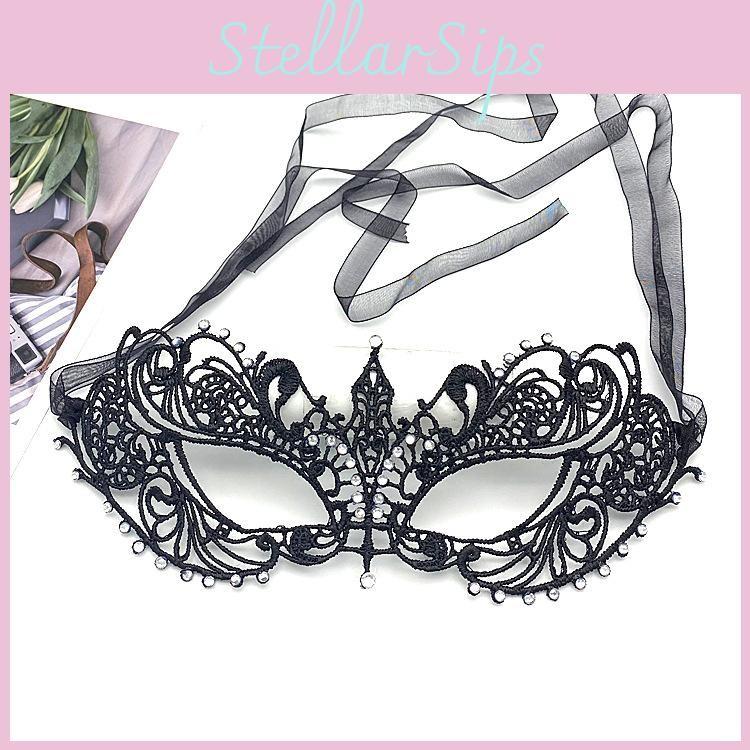 Hollow Costume Party Lace Mask With Water Diamond Decoration Halloween For