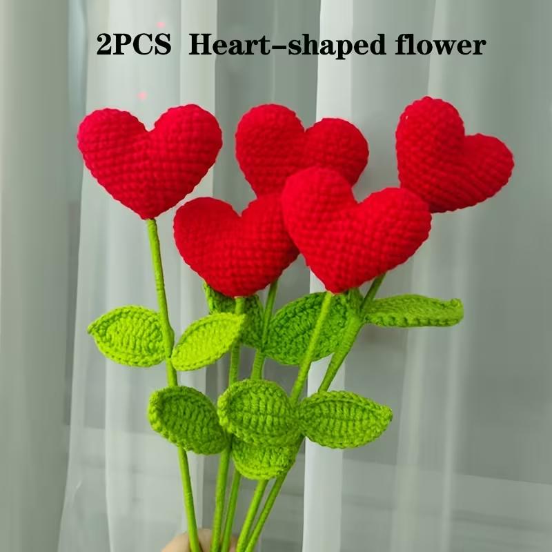 2pcs/3pcs/6pcs Handmade Knitted Love Bouquet Simulation Bouquet Gift for Friends Valentine's Day Gift