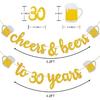 Cheers & Beers to 30 Years Gold Glitter Banner - 30th Birthday Decorations for Him/Her - 30th Birthday Gifts - 30 Years Anniversary Decorations -