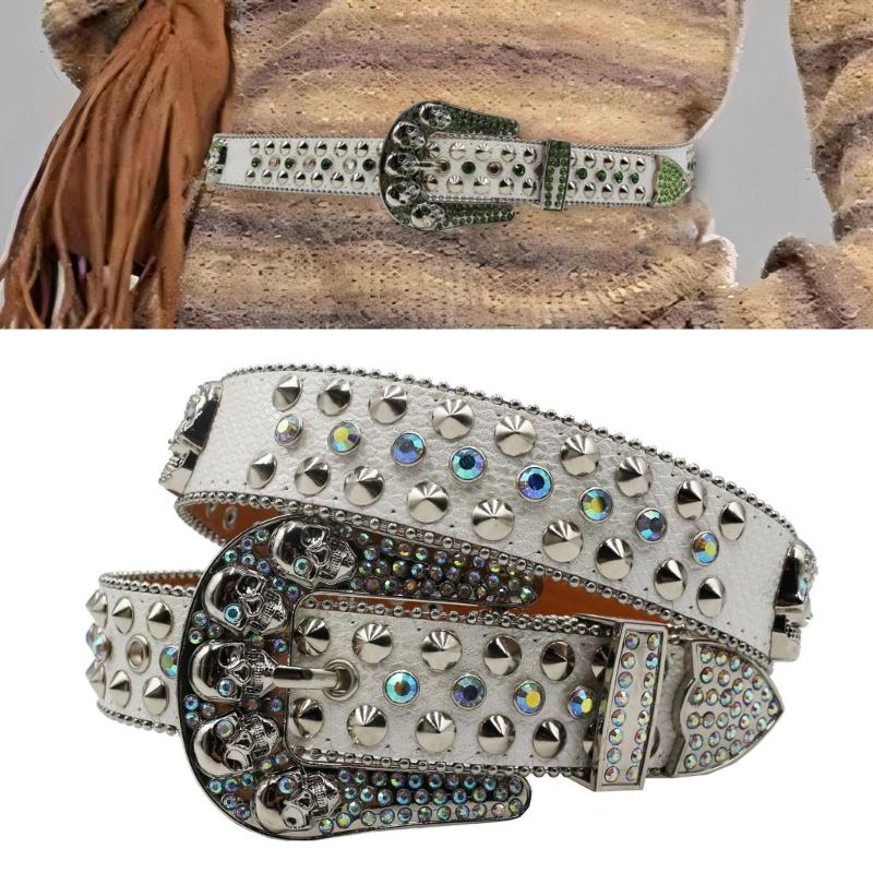 Blingbling Rhinestones Waist Belt Studded Grommet Buckle Rivets Costumes Rhinestones Heavy Duty for Jeans Pants