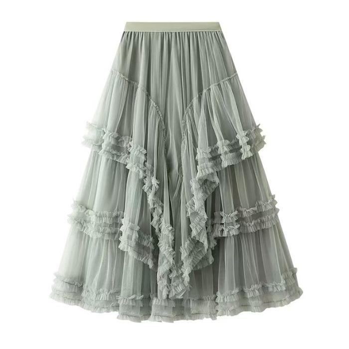 Women's Mesh Cake Skirt Puff Cake Skirt Half Body Skirt Multi Level Yarn Skirt
