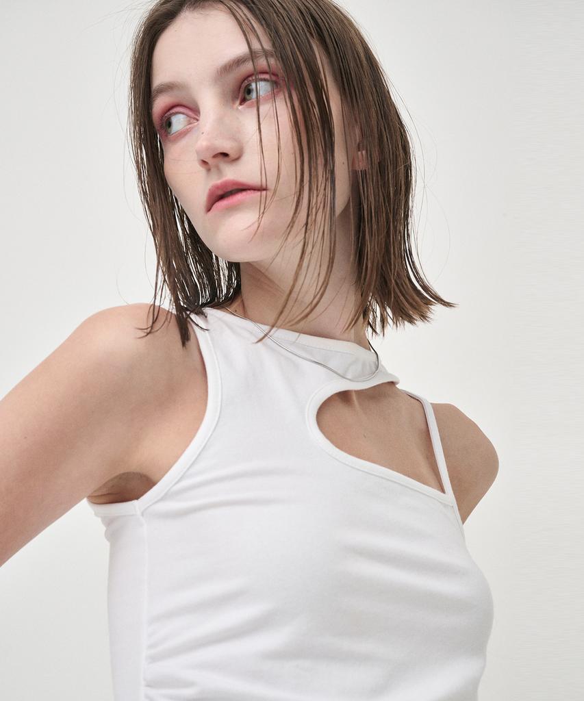 ETMON Cut Out Sleeveless Top, Ivory