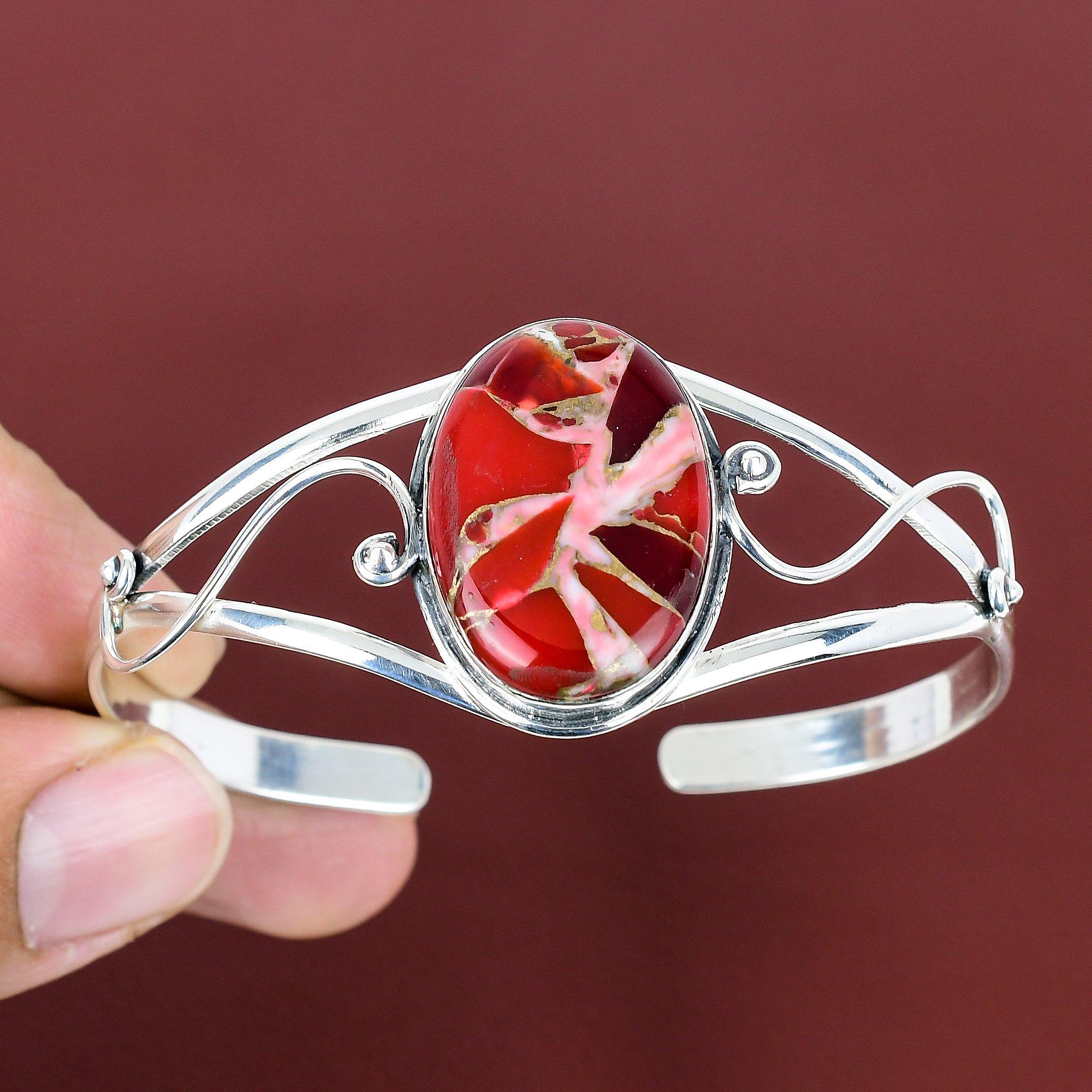 

Kingman red mohave copper turquoise bangle 925 sterling silver adjustable cuff bracelet gemstone silver jewelry handmade bangle gift for her Adjustable