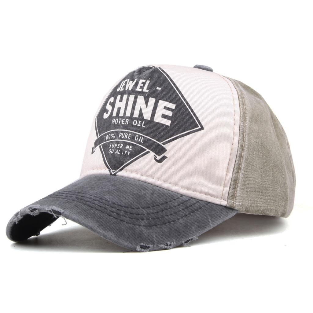 Vintage Distressed Baseball Cap "Jewel Shine" Print Washed Cotton Dad Hat