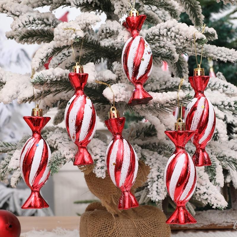 Holiday Candy Cane Tree Decoration Elegant Spirals Candy and Cane Christmas Tree Hanging Accessory for Holiday