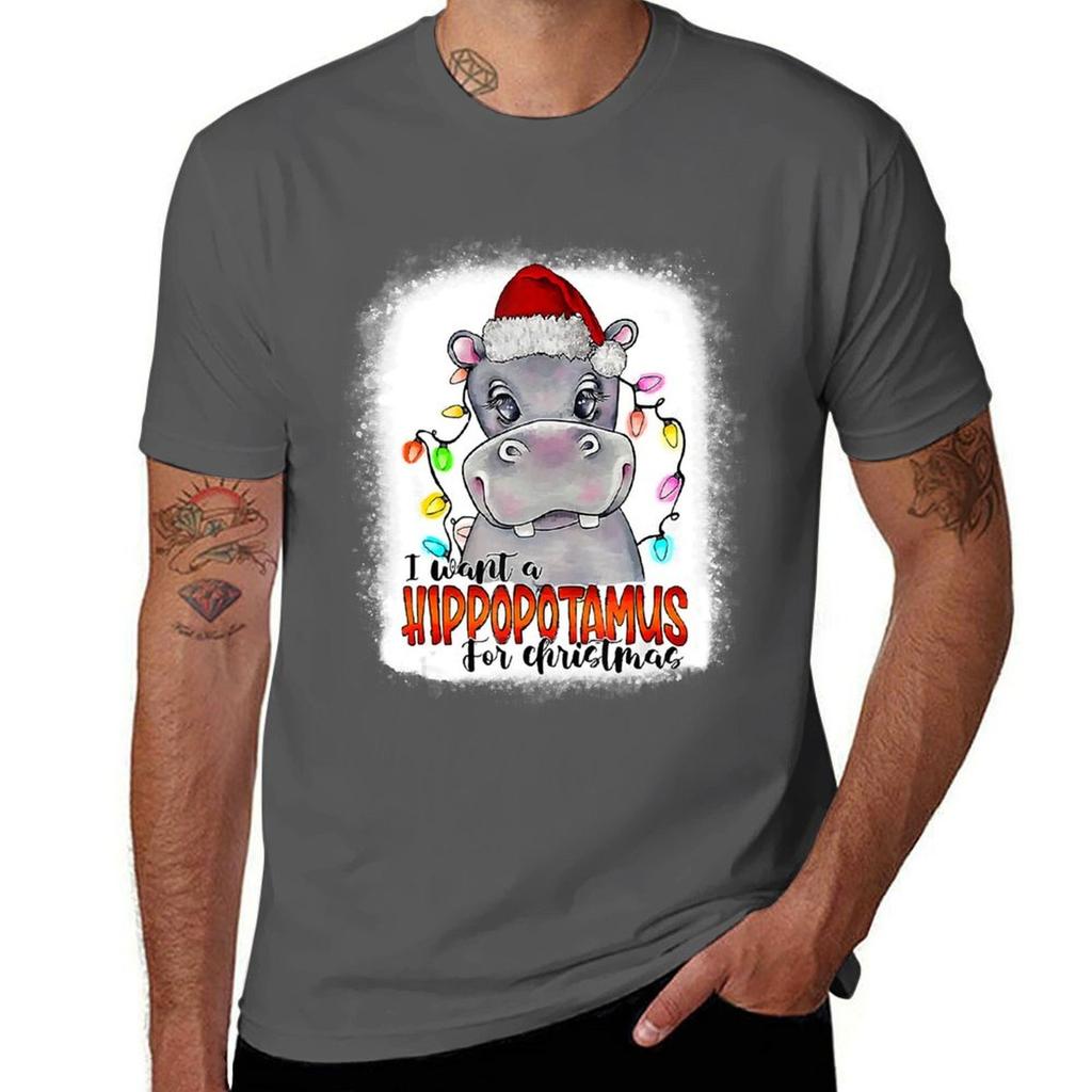 I Want A Hippopotamus For Christmas Xmas Bleached TShirt Basic Comfort Fit TShirt for Unisex