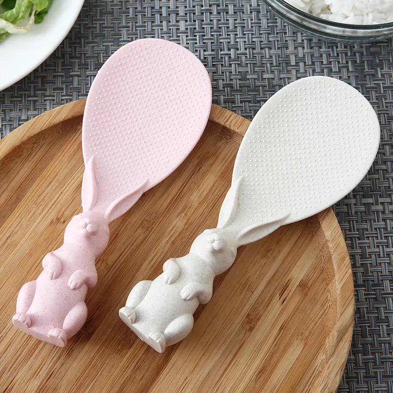 Wheat Straw Rabbit Spoon Can Stand Up Rabbit Rice Shovel  Cooker  Spoon Creative Non-Stick Rice Cartoon Rice Spoon