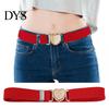 Women Waistband Unisex Belt Contrast Color Banded Metallic Heart Buckle Lightweight Girls Adjustable Elastic Band Girl Waist Strap for Parties