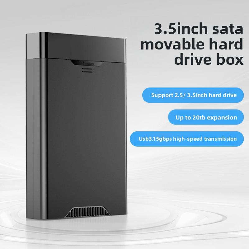 3.5-inch Hard Drive Enclosure USB 3.1 Mechanical SATA 5Gbps Type-C Port ABS Plastic HDD Case for Computer Laptop Data Transfer
