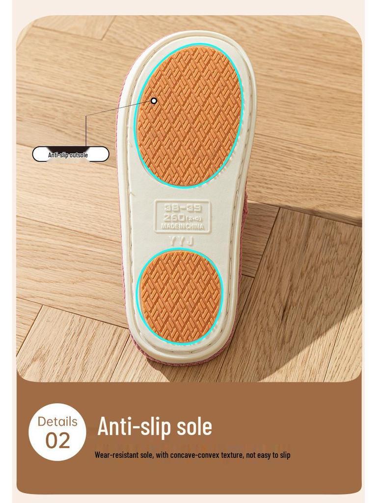 Women's & Men's Anti-slip Plush Slippers - Silent and Warm Cotton for Elderly, Autumn/Winter Indoor Use, 2025 Collection.