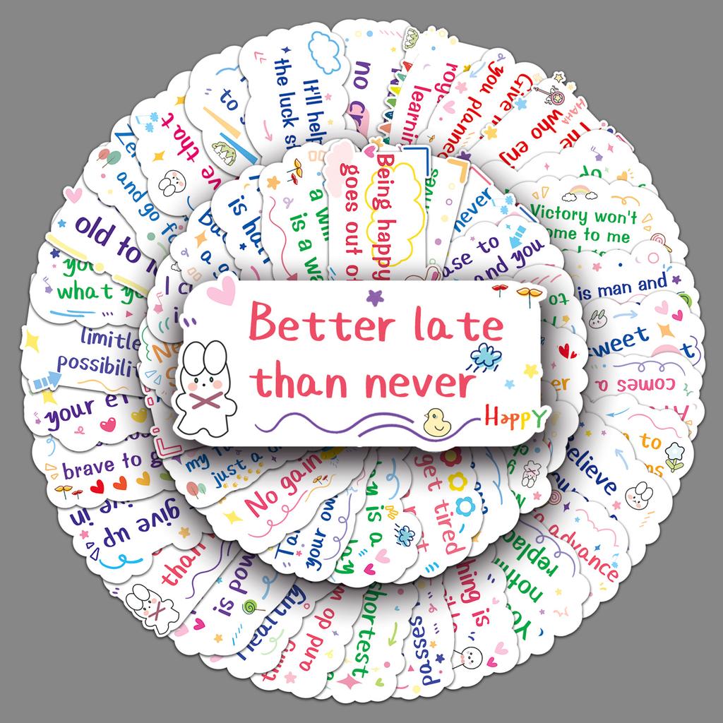 50 Inspirational English Short Sentences Graffiti Personalized Text Slogans DIY Water Cup Suitcase Stickers Waterproof