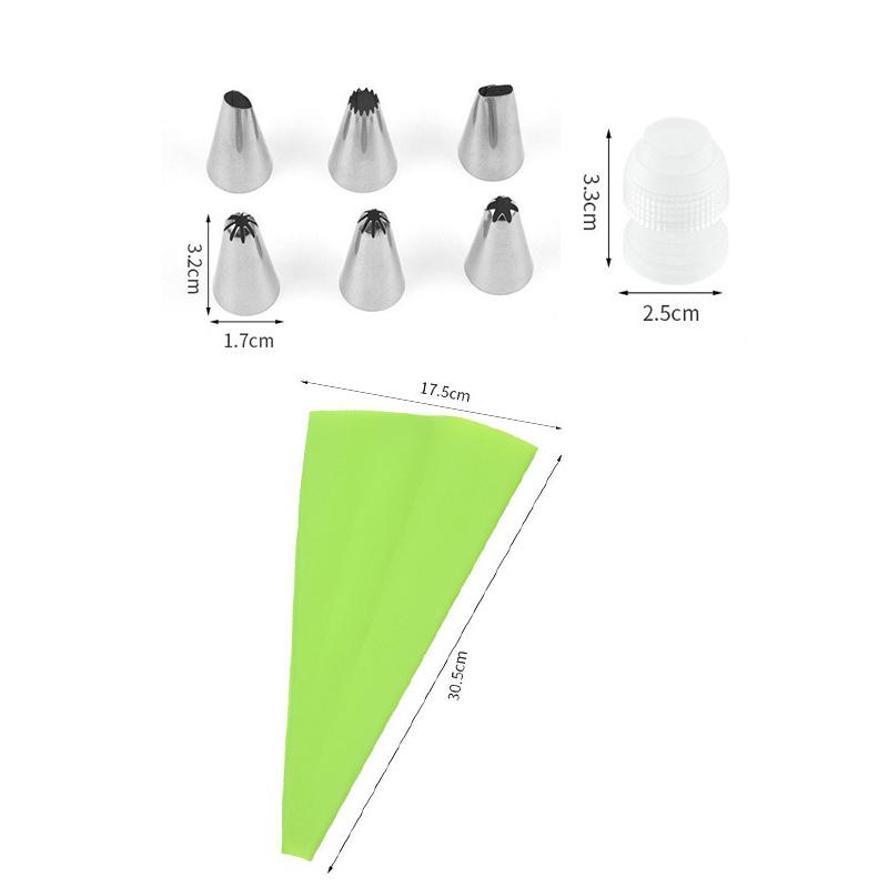 8Pcs/Set Silicone DIY Cake Decorating Tips Set Icing Piping Cream Pastry Bag + 6 Stainless Steel Nozzle Set Kitchen Accessories