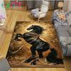Realistic Running Horse Print Flannel Area Rug, Non-slip Soft Floor Mat for Living Room Bedroom Home Decor