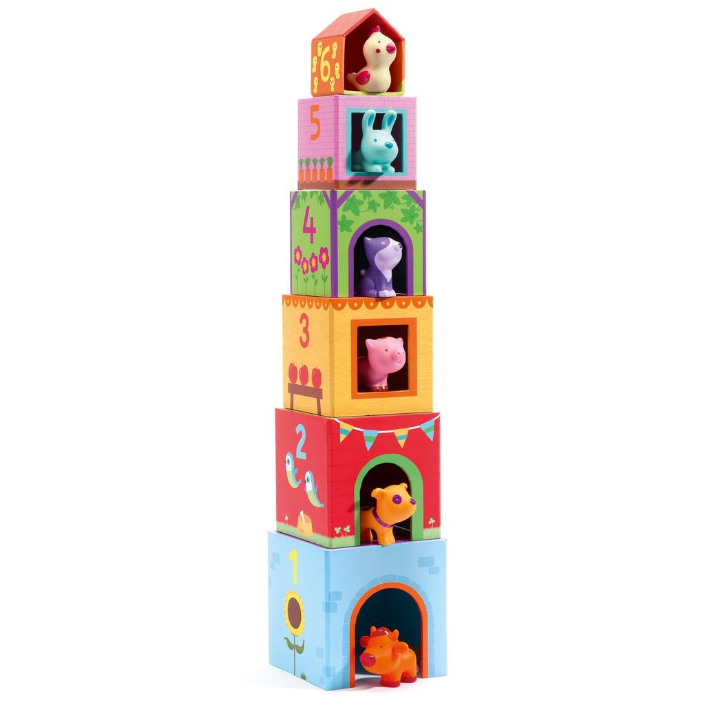 DJECO Tapani Farm Stacking Building Educational Toy for Ages 1 18 2 and 3 Years Boys and Baby Summer Vacation Blocks, Year, Months, Years, Old, Girls,