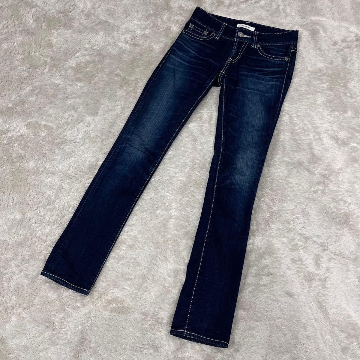 D/BLUPOWDERStraightSlim MOUSSY Powder Denim Skinny 24 Dark Blue Navy