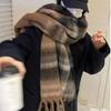 Atmosphere Gauze Scarf Women's Thickened Warm Plaid All-match Couple Autumn and Winter Vertical Scarf