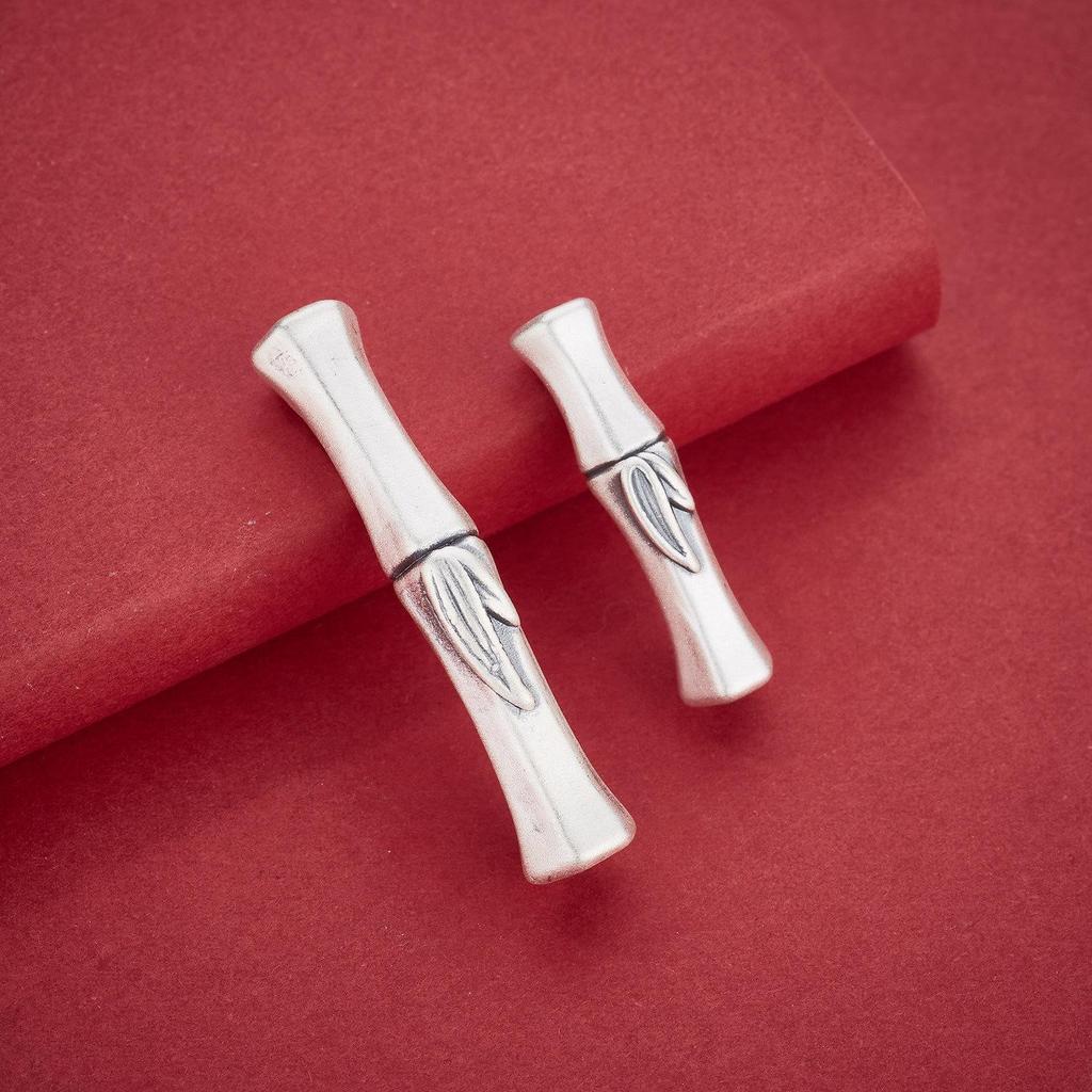 S999 Sterling Silver Bamboo Joint Bent Tube Beads for DIY Bracelets