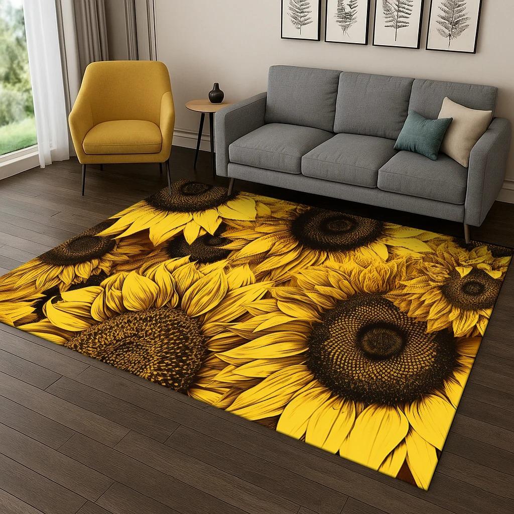 Daisy Sunflower Flower Pattern Carpet Rug for Home Bedroom Living Room Sofa Doormat Kitchen Decor Living Room Decoration Carpet