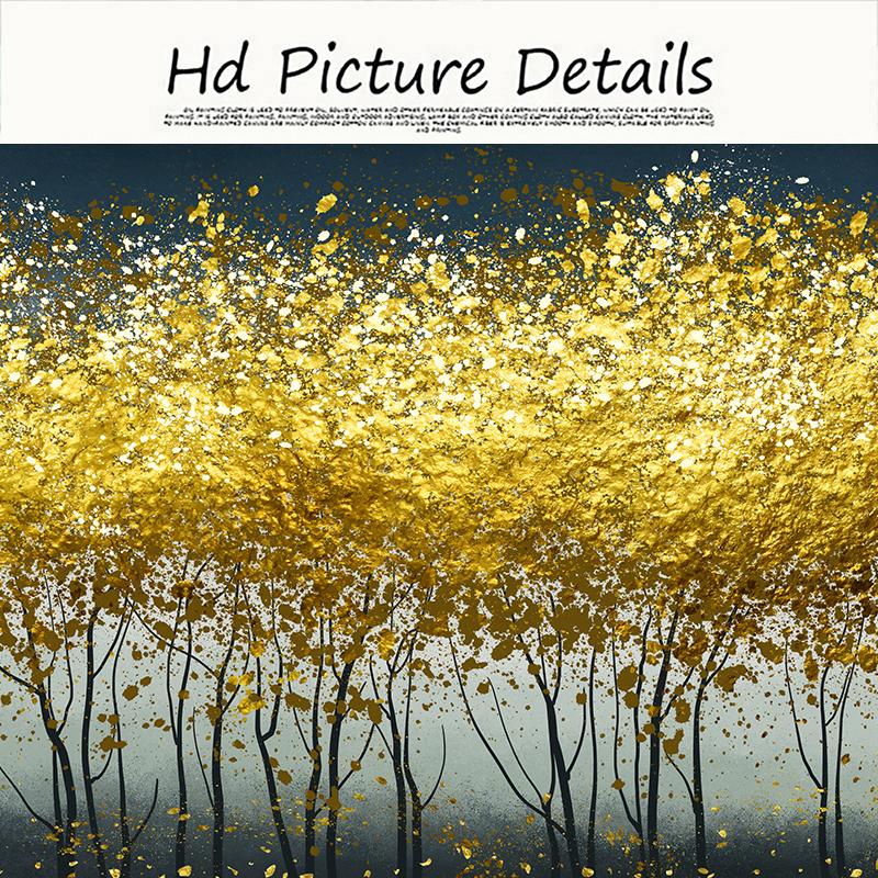 Abstract Gold Foil Leaf Trees Canvas Painting Modern Home Decoration Large Wall Art Pictures Posters and Prints for Living Room