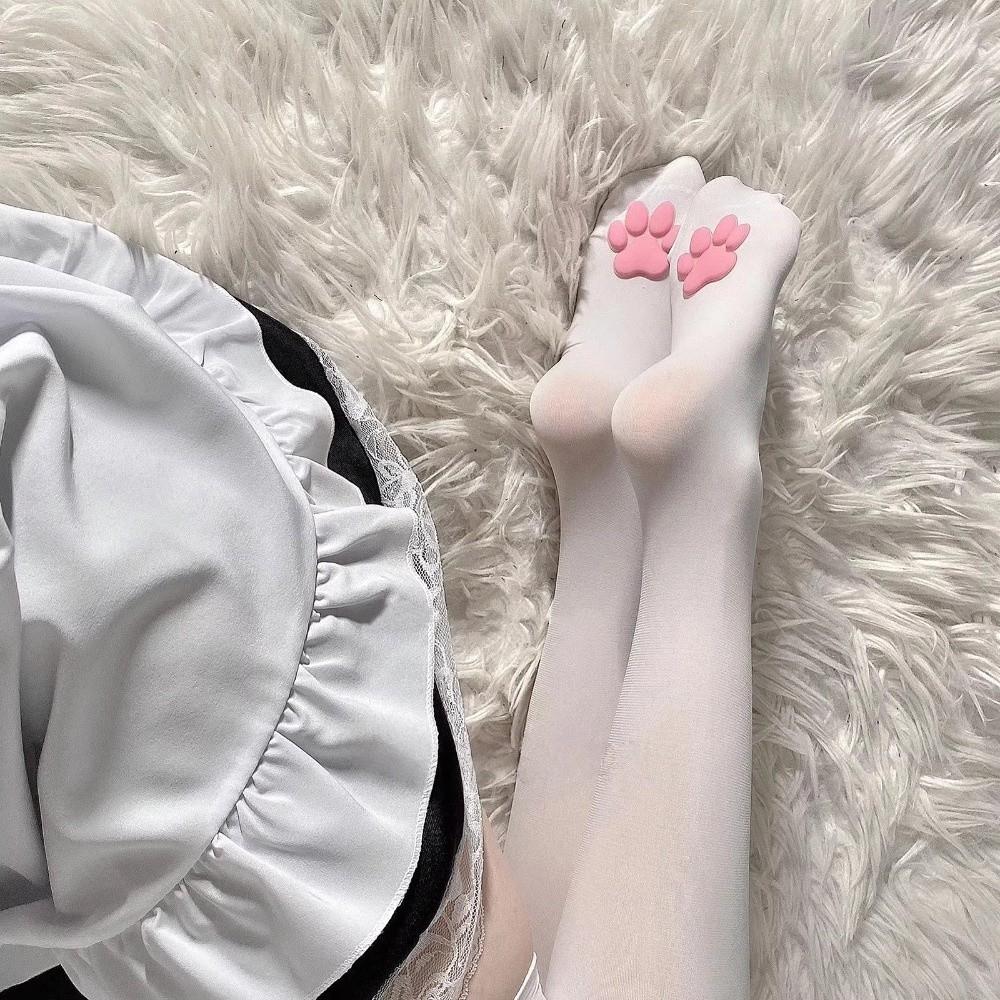 Pink Paw Pads 3D Kitten Claw Socks Velvet Long Socks Y2k Cat Paw Stockings Cosplay