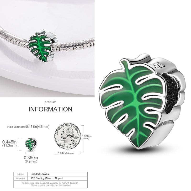 Neuer 925er Silber Kaktus Kleeblatt Anhänger Frühlingsgrüne Serie Perlenanhänger Für Original Perlenarmband DIY Schmuck