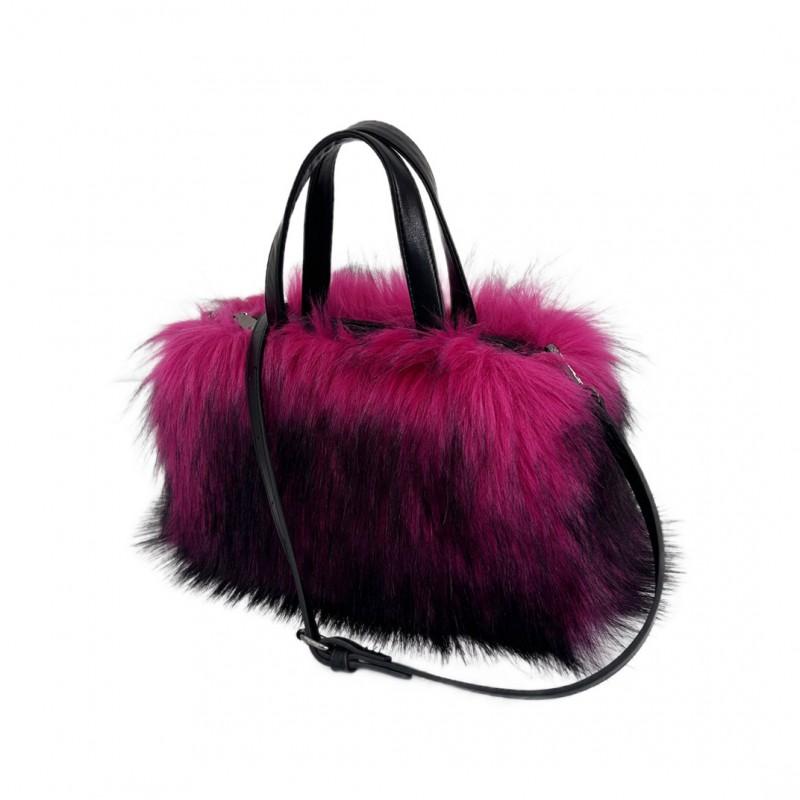 Womens Plush Tote Bag Faux Raccoon Fur Crossbody Handbag Pillow Shape Y2K Sweet Cool Style