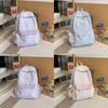 Zaino Studentesco in Nylon con Fantasia a Quadri e Spallacci Curvi per Viaggi Casual