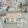 Causal Cute Pencil Case Tranpsarent Windows Badge Pin Displaying Stationery Organizer Large Capacity Pen Bag Back To School