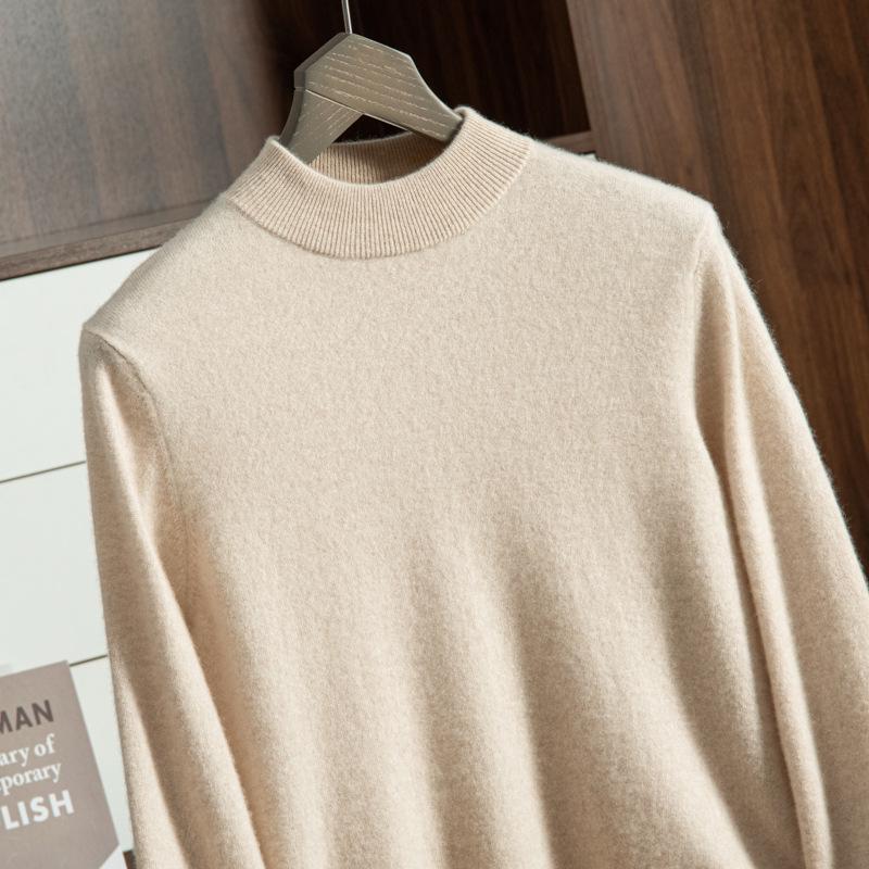 Men's Thickened Cashmere Half-High Neck Sweater - Loose Fit, Warm Knit Pullover