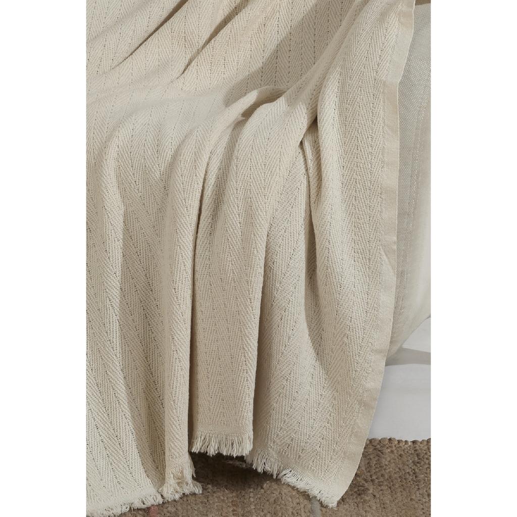 Vera Beżowy Fotel Narzuta na fotel Szal 150 x 200 cm Koc pod telewizor Rzut bawełniany