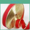 Högkvalitativ 100-yards Röd Sammetsband med Guldkanter för Högtidsdekoration