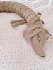 Cot bumper, decorative pillow, DOG cuddly toy (brown + wild rose)