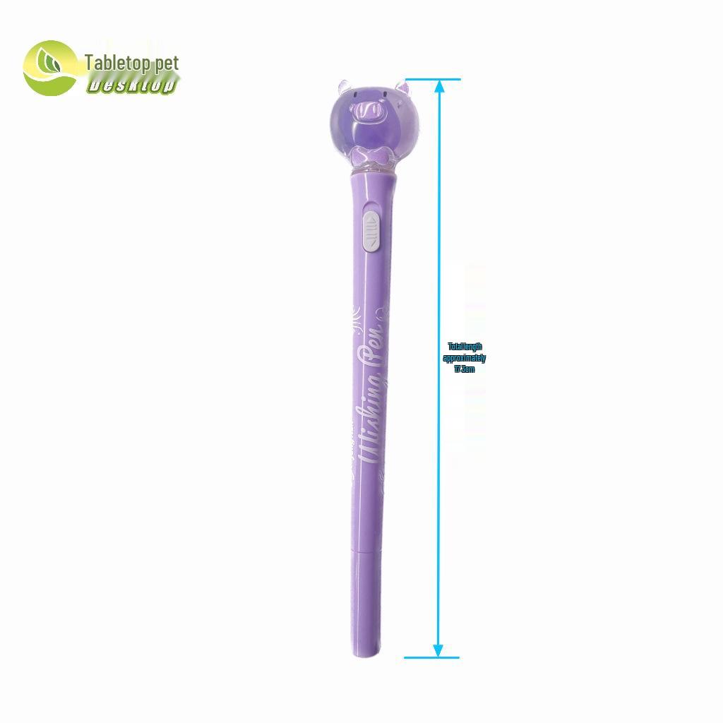 Luminous Jellyfish Light-Up Pen with Real Specimen - Cute Student Stationery Featuring Piggy and Bear Designs