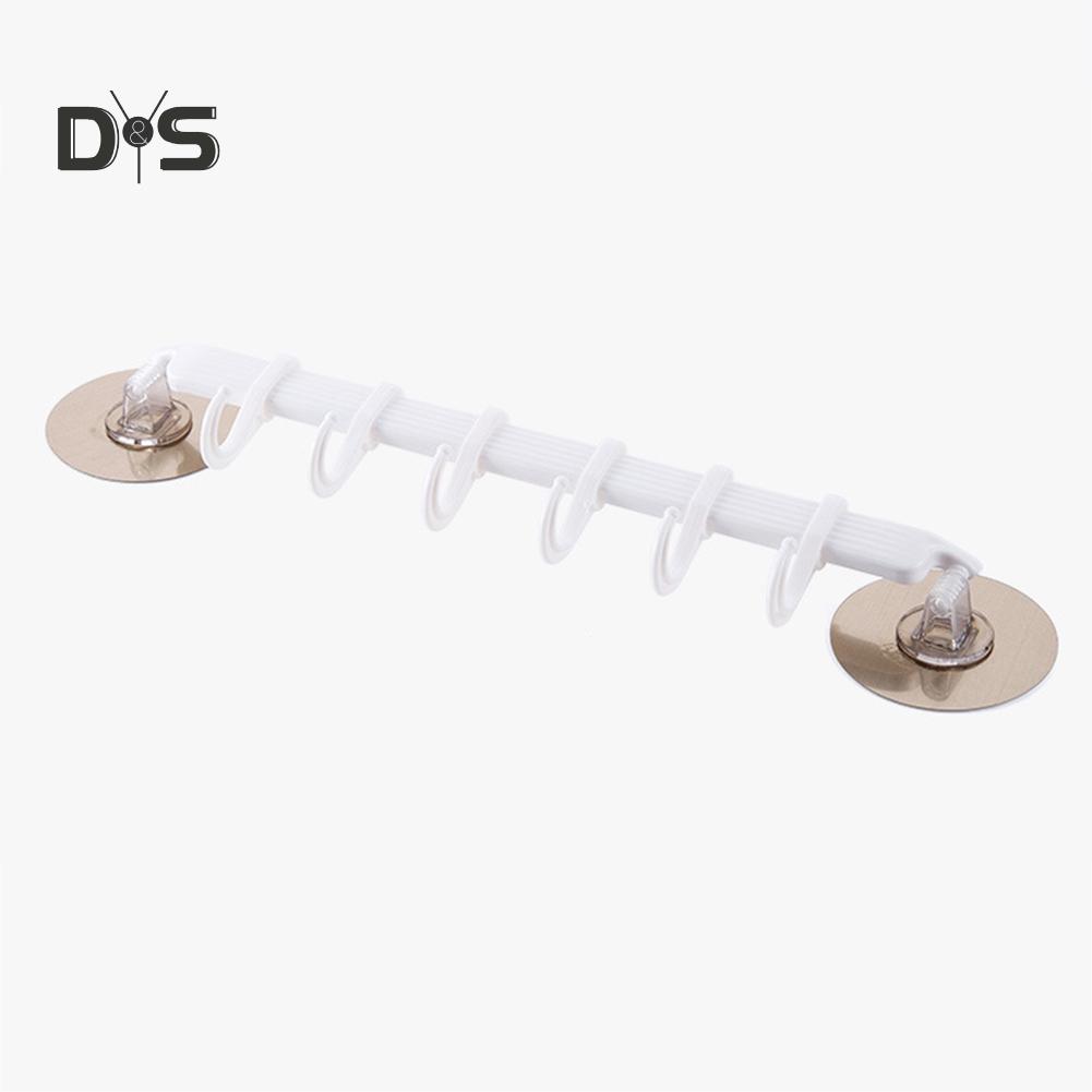 Strong Adhesive Wall Mounted 6-Hook Kitchen Bathroom Hanger Storage Rack Holder