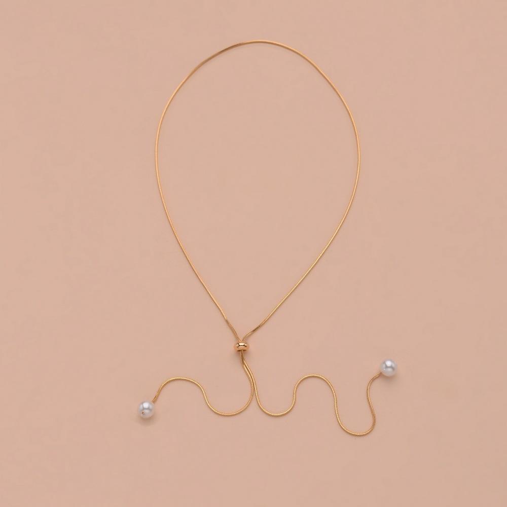 1pc Stainless Steel Minimalist Versatile Adjustable Design Long Necklace, Suitable for Daily Wear