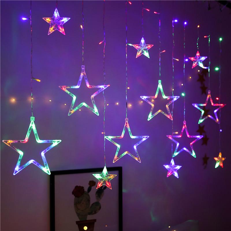 Solar-Powered LED Star String Lights for Outdoor Christmas Decorations