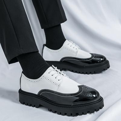 Foreign Trade Studio Men's Small White Leather Shoes British Style Suit One-pedal Loafers Thick-soled Inner Height-increasing Muffin Shoes