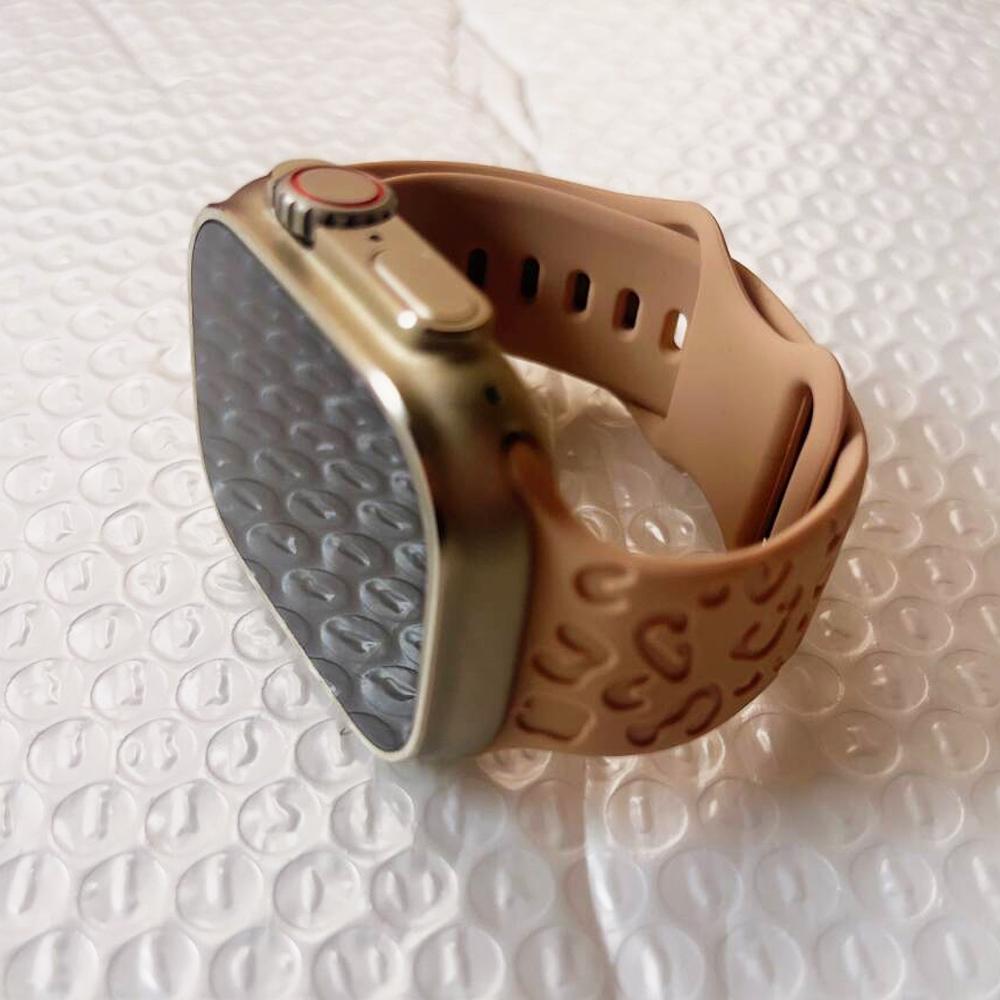 Band For Apple Watch 11 Strap 42mm 41mm 40mm 49mm 46mm 45mm 44mm Engraved Leopard Silicone Correa Bracelet iWatch Ultra 3/10/SE3