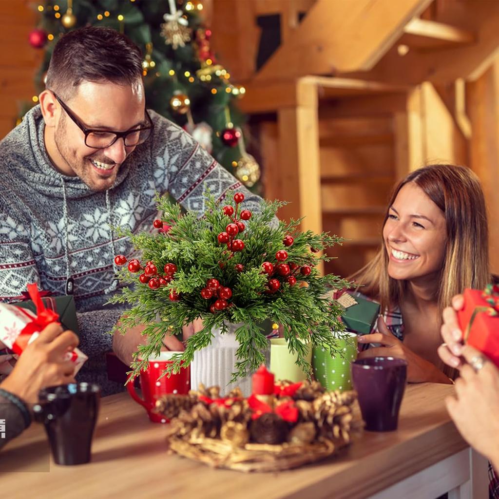 20 ks Vánoční umělé borové větvičky Faux Evergreen Norfolk Pine Cypřišové listy Stonky Umělé pro DIY Řemeslnou girlandu Domácí dekorace