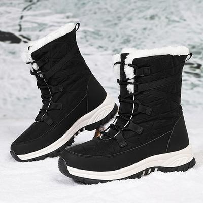 Winter Plus Größe Rutschfest Verschleißfest Modisch und Plüsch Warm Outdoor High Top Schneestiefel Baumwollstiefel Damenschuhe 35-42