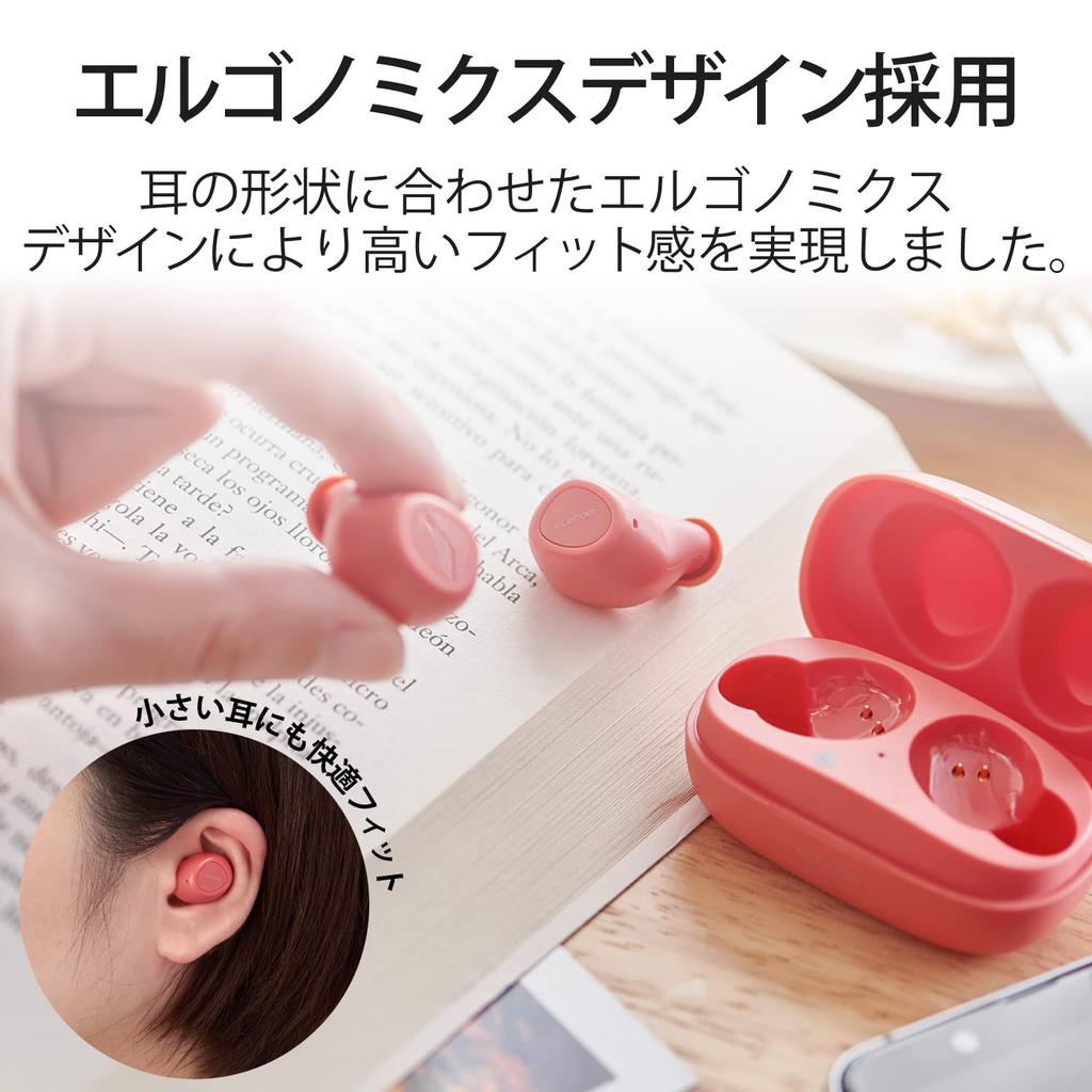 ELECOM True Wireless Bluetooth FAST MUSIC Rose Earphones, TWS10, Red, LBT-TWS10RD