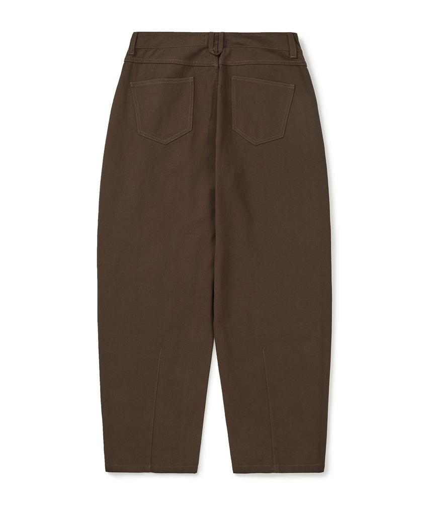 WEST GRAND BOULEVARD Wide Curved Line Cotton Pants Brown