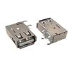 USB 2.0 Female Connector AF Long Body with Crimped Edge and Bent Angle - White Glue Socket